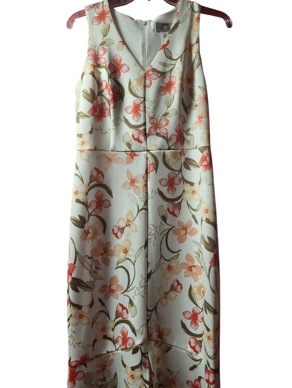 Floral V-Neck Sleeveless Maxi Dress - Mint with Coral Bloom - Picture 2 of 5